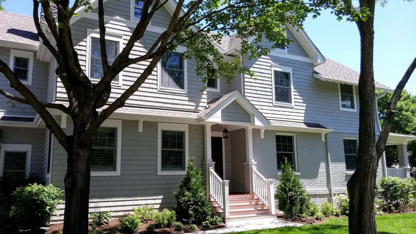 Kenilworth Gray Shingle Exterior White Trim