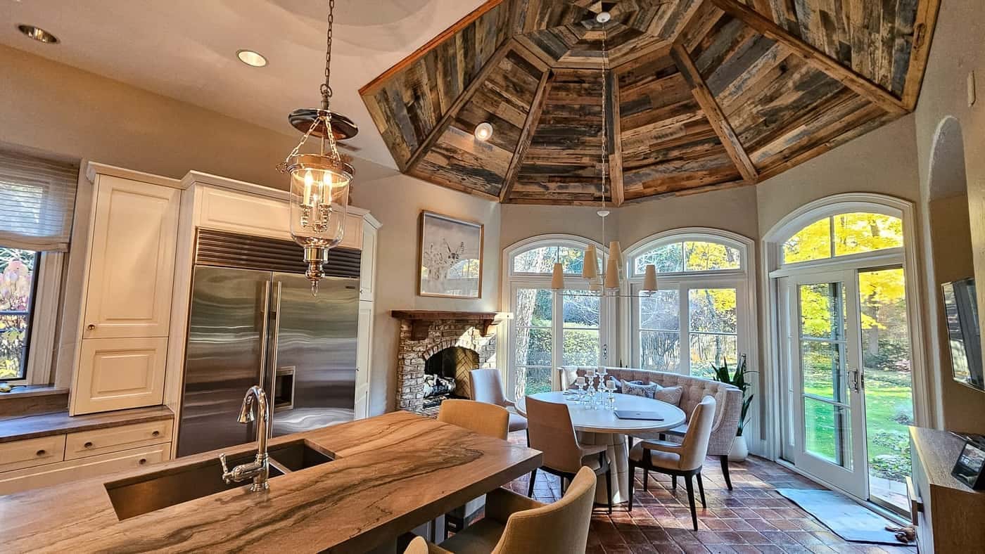 Northbrook Rustic Kitchen Wooden Ceiling
