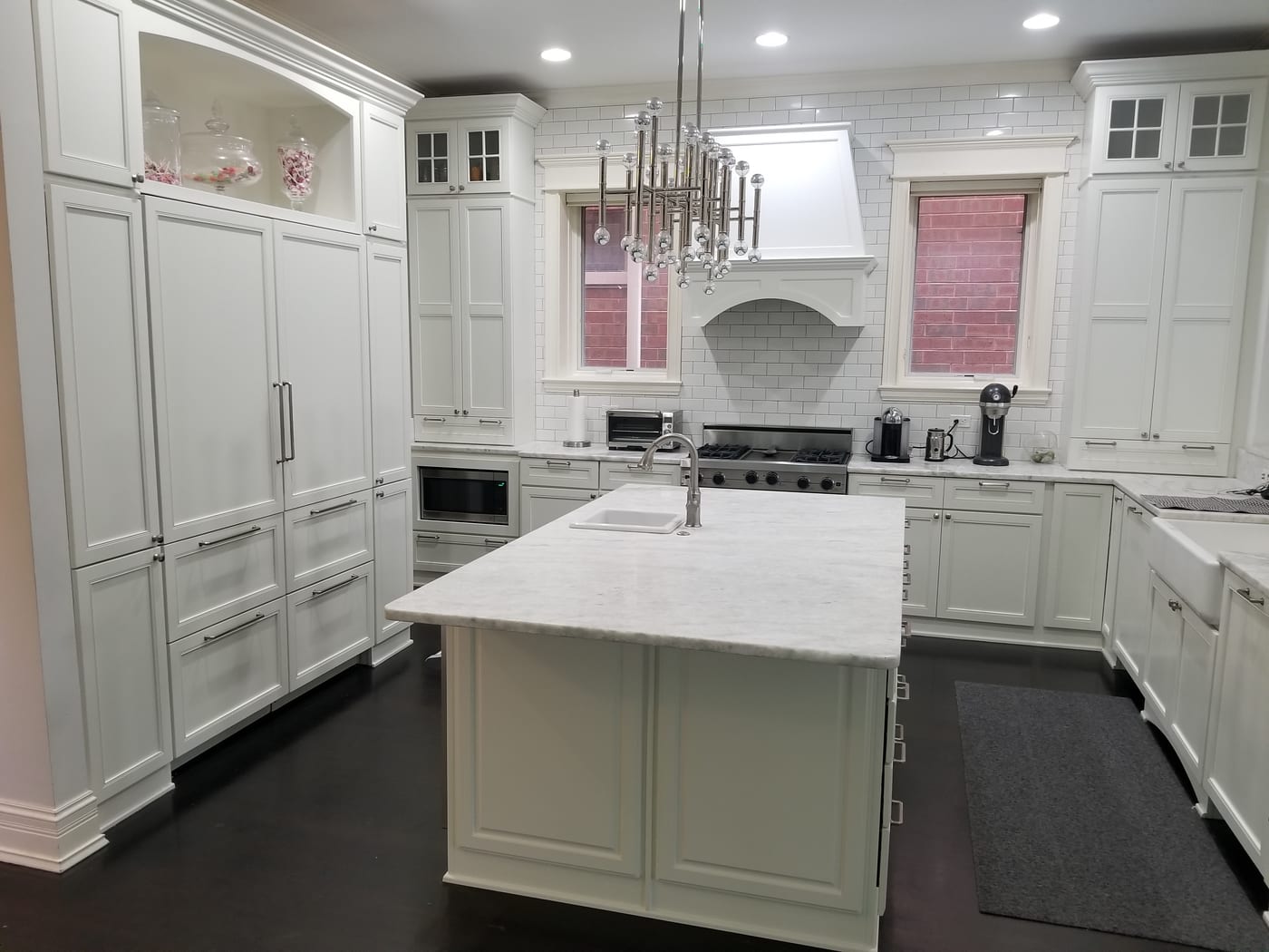 White Kitchen Cabinets Island Subway Tile - Cabinet Painting by Z&Z Painting