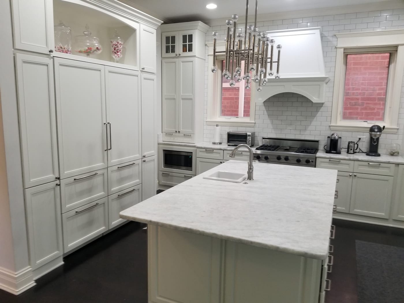 White Kitchen Cabinets Marble Countertops - Cabinet Painting by Z&Z Painting