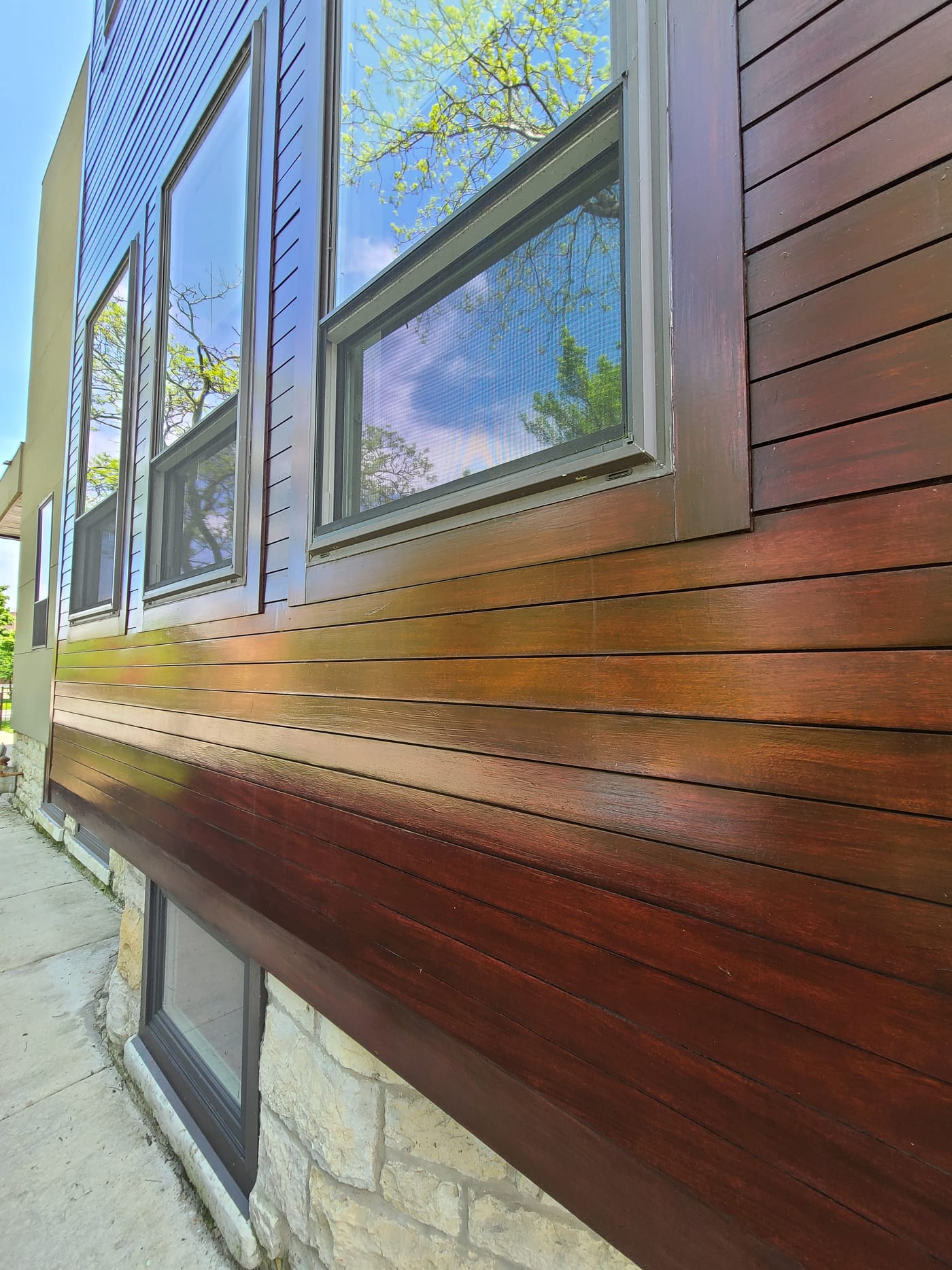 Exterior Siding Warm Brown Wood Stain - Exterior Painting by Z&Z Painting