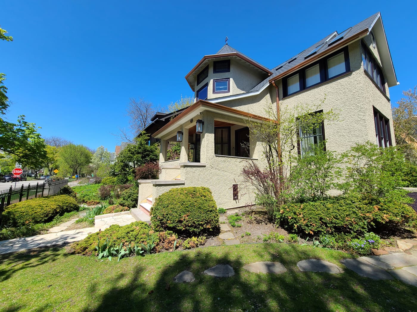 Residential Exterior Sage Olive Stucco Tudor - Exterior Painting by Z&Z Painting