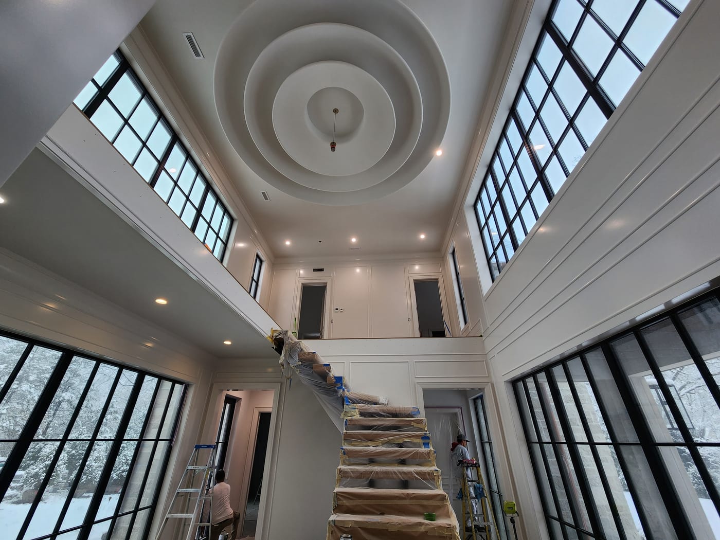 Grand Foyer Painting In Progress Medallion Ceiling - Interior Painting by Z&Z Painting