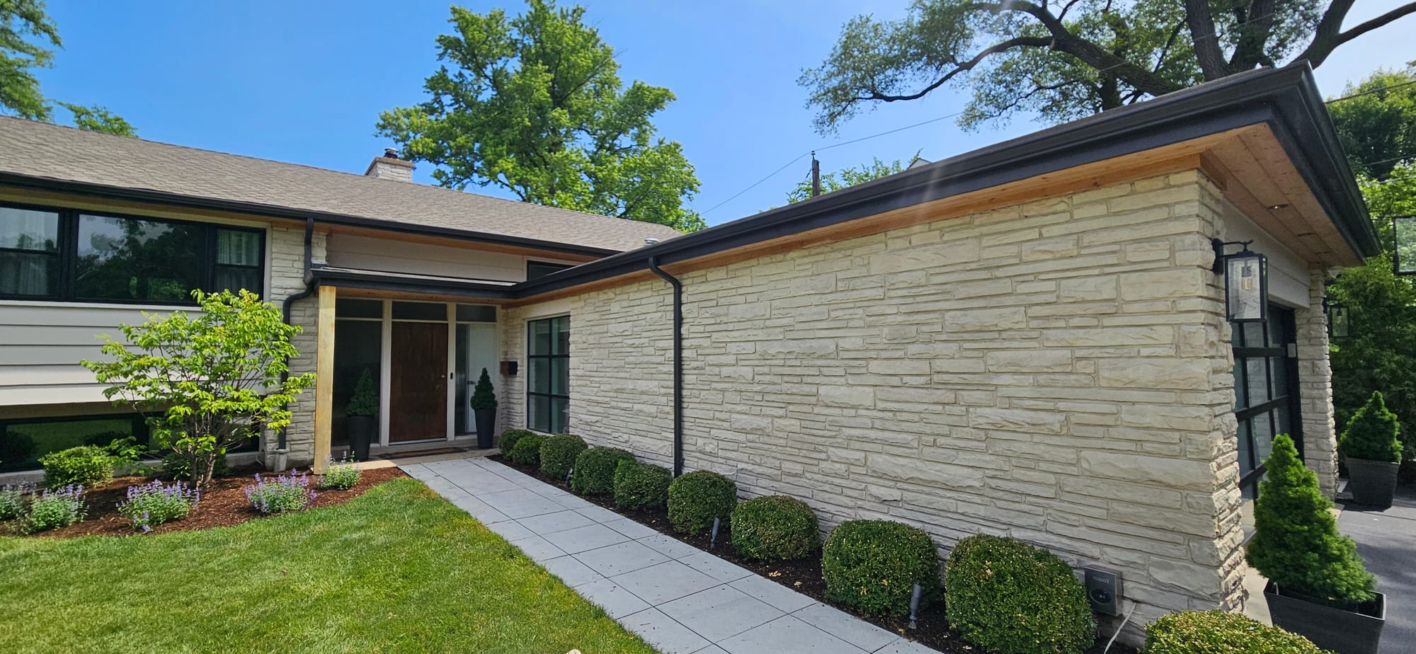 Limewash lime slurry stone exterior after finished.