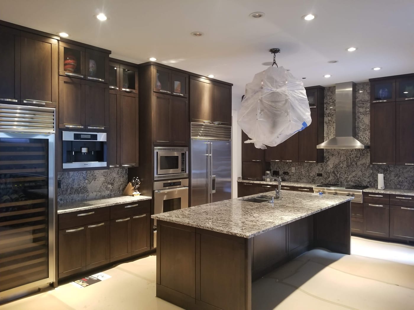 Before - Cherry Wood Kitchen Cabinets - Cabinet Painting by Z&Z Painting