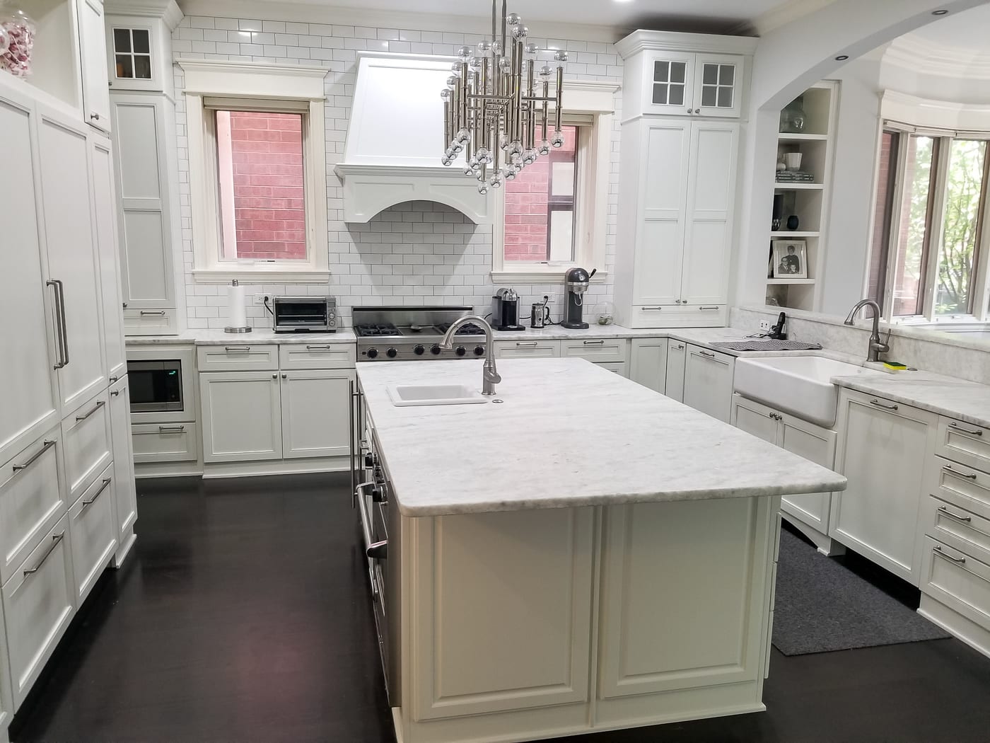 White Cabinets Marble Countertops Modern Kitchen - Cabinet Painting by Z&Z Painting