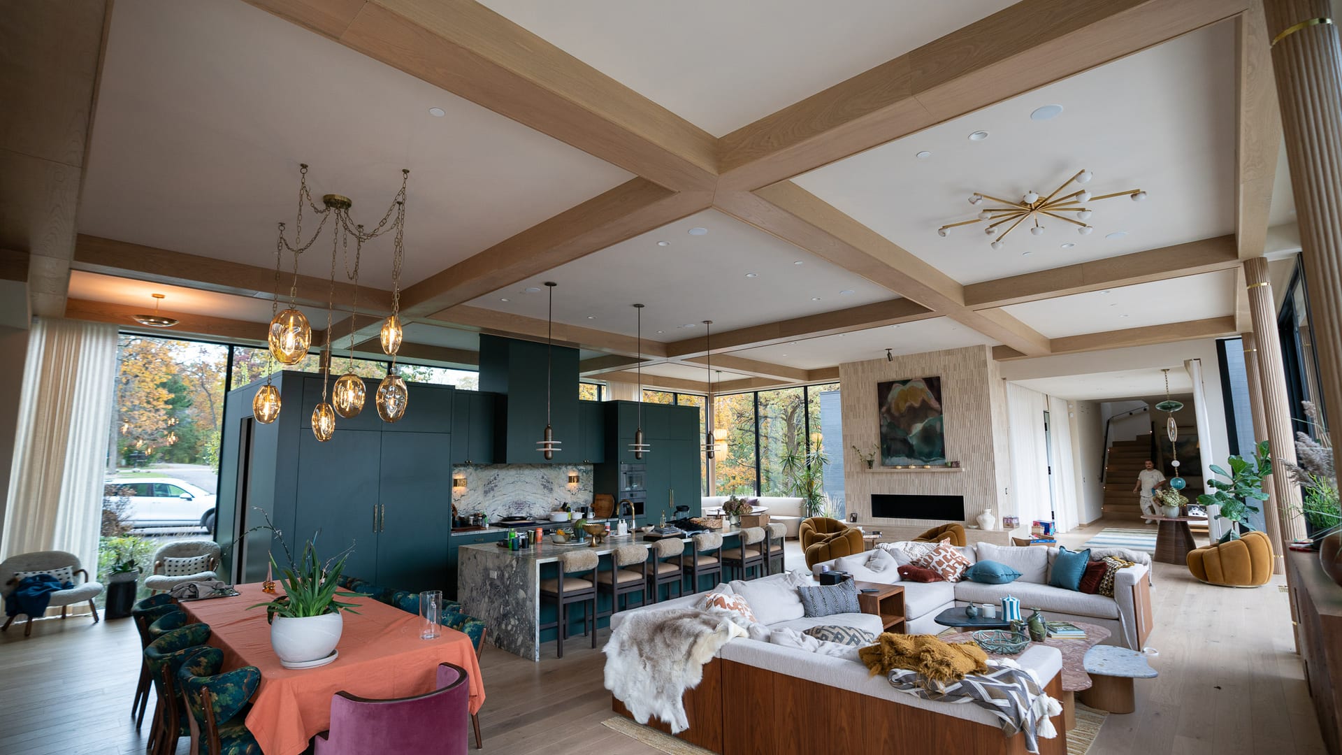 Blue Accent Wall Open Layout Living Room - Pre Sale Painting by Z&Z Painting